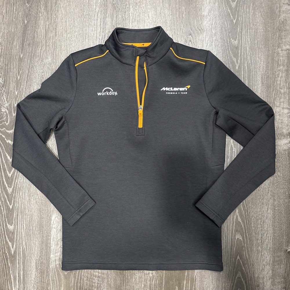 McLaren Formula 1 Team Racing Sweatshirt Men's S Charcoal 1/4 Zip Velo Pullover